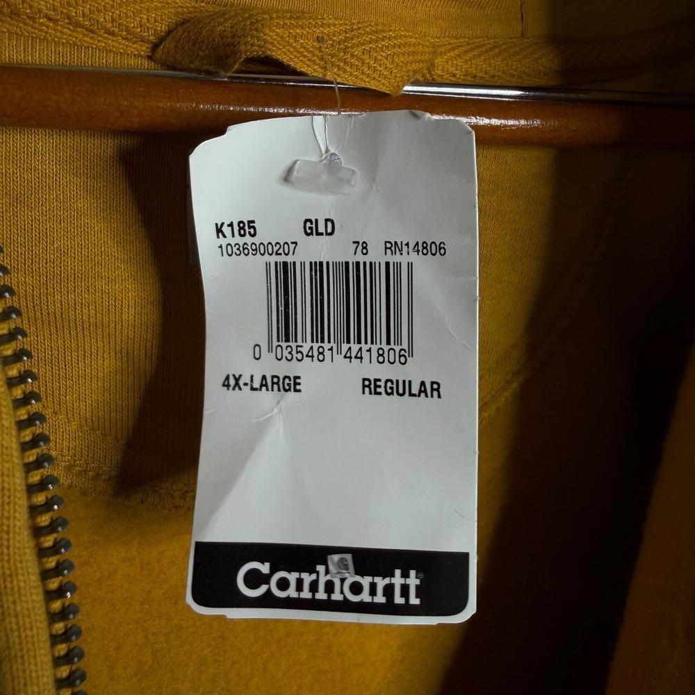 Carhartt K185 Heavyweight Full Zip Hoodie Gold Men's Size 4XL New With Tags - Picture 4 of 7